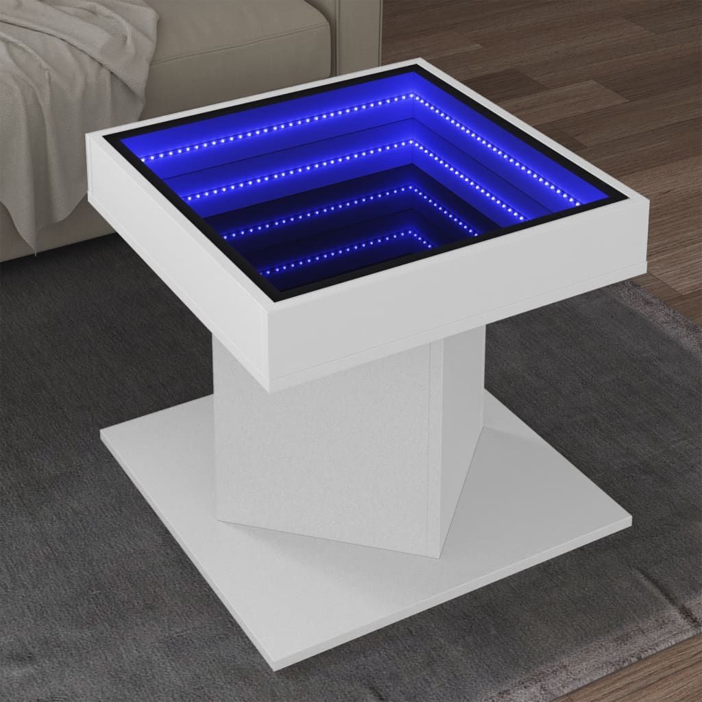 Coffee Table with LED White 50x50x45 cm Engineered Wood - Bargainia.com - 