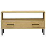 Coffee Table with Metal Legs Brown 85x50x45cm Solid Wood OSLO - Bargainia.com - 