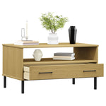 Coffee Table with Metal Legs Brown 85x50x45cm Solid Wood OSLO - Bargainia.com - 