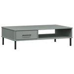 Coffee Table with Metal Legs Grey Solid Wood Pine OSLO - Bargainia.com - 