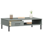 Coffee Table with Metal Legs Grey Solid Wood Pine OSLO - Bargainia.com - 