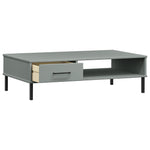 Coffee Table with Metal Legs Grey Solid Wood Pine OSLO - Bargainia.com - 