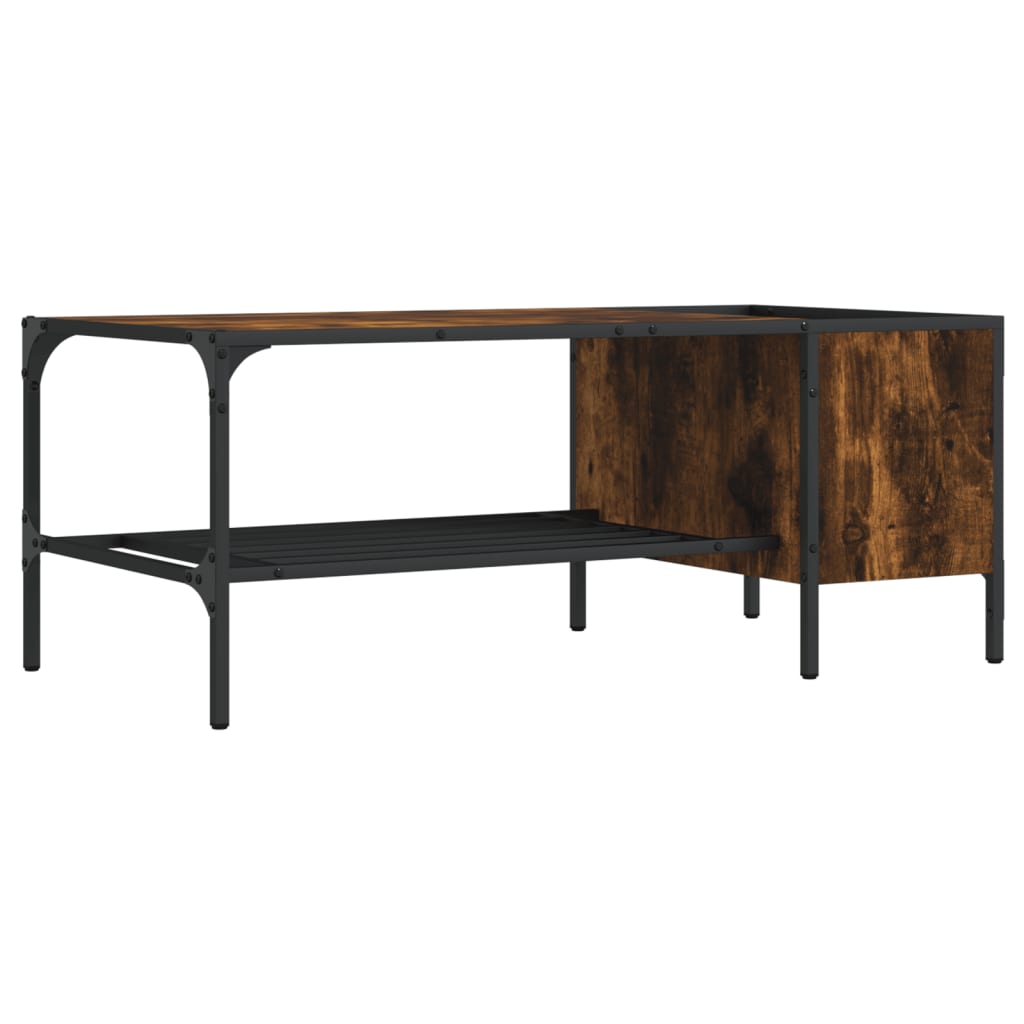 Coffee Table with Rack Smoked Oak 100x51x40 cm Engineered Wood - Bargainia.com - 