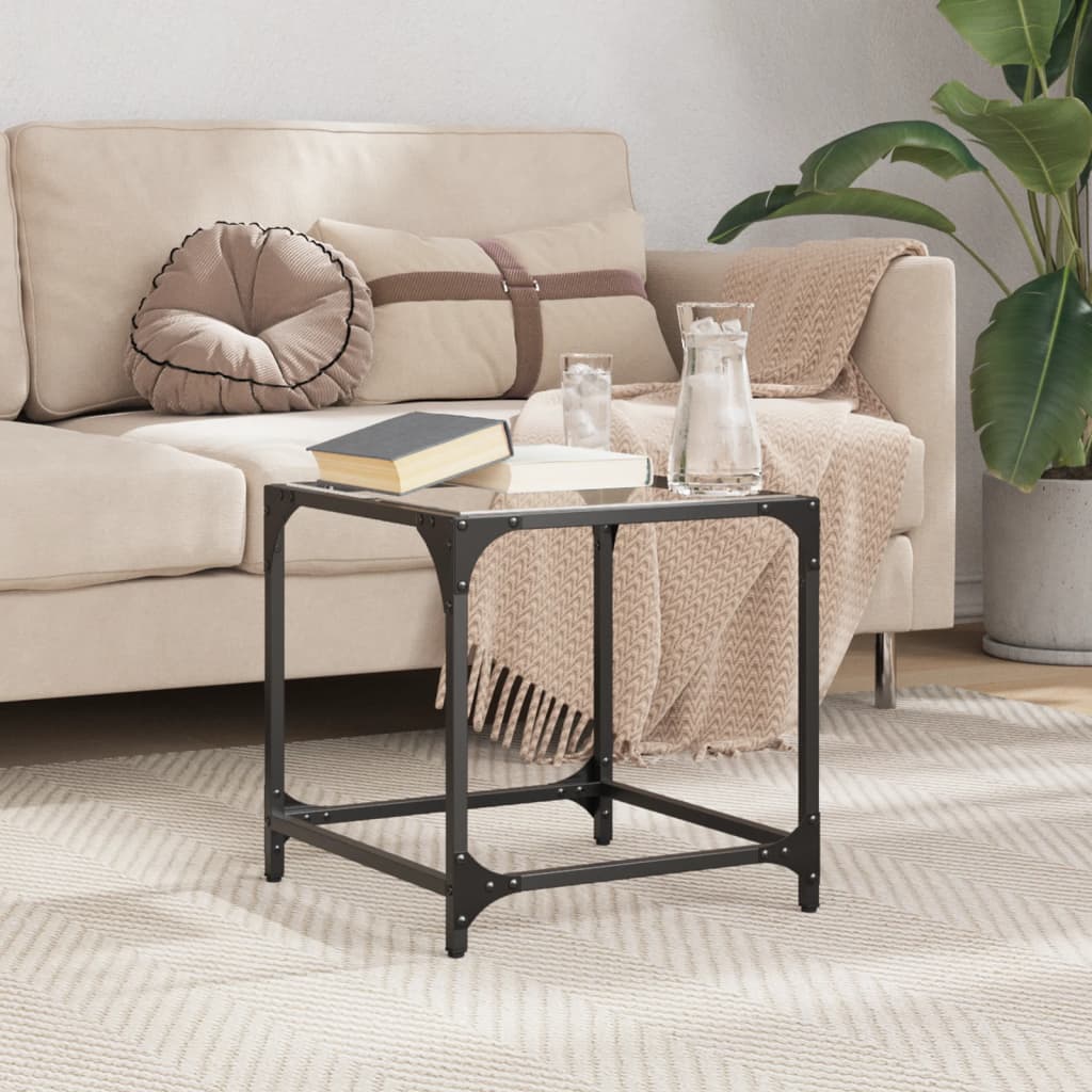 Coffee Table with Transparent Glass Top 40x40x40 cm Steel - Bargainia.com - 