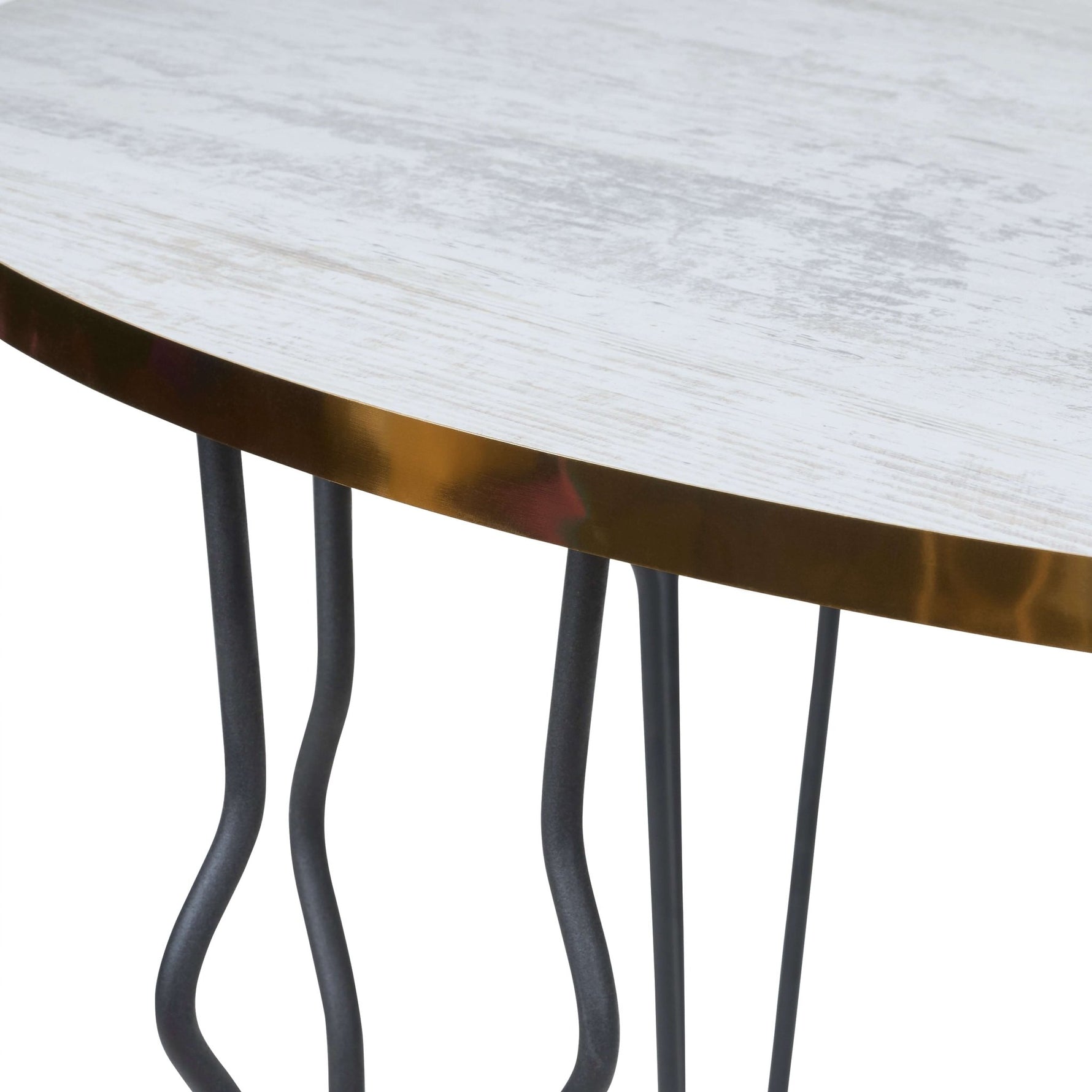 Coffee Table Wood & Gold Effect Hair Pin Legs 90cm - Bargainia.com - 