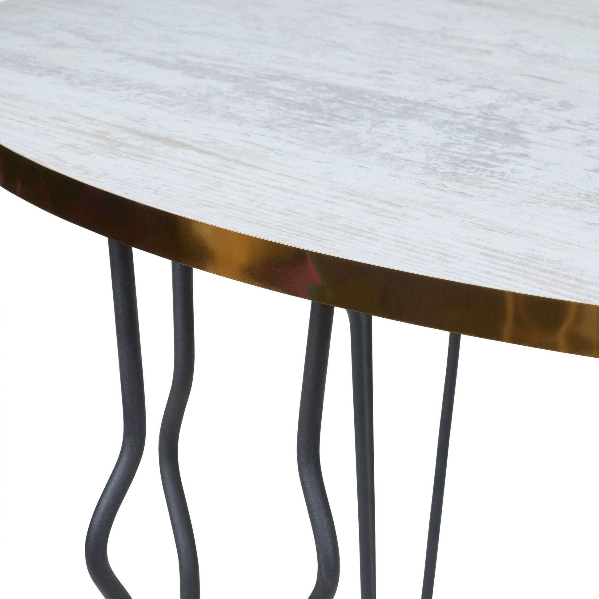 Coffee Table Wood & Gold Effect Hair Pin Legs 90cm Clearance