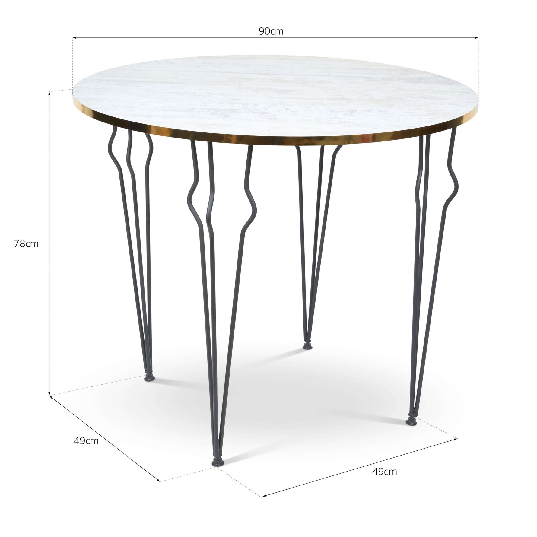 Coffee Table Wood & Gold Effect Hair Pin Legs 90cm - Bargainia.com - 