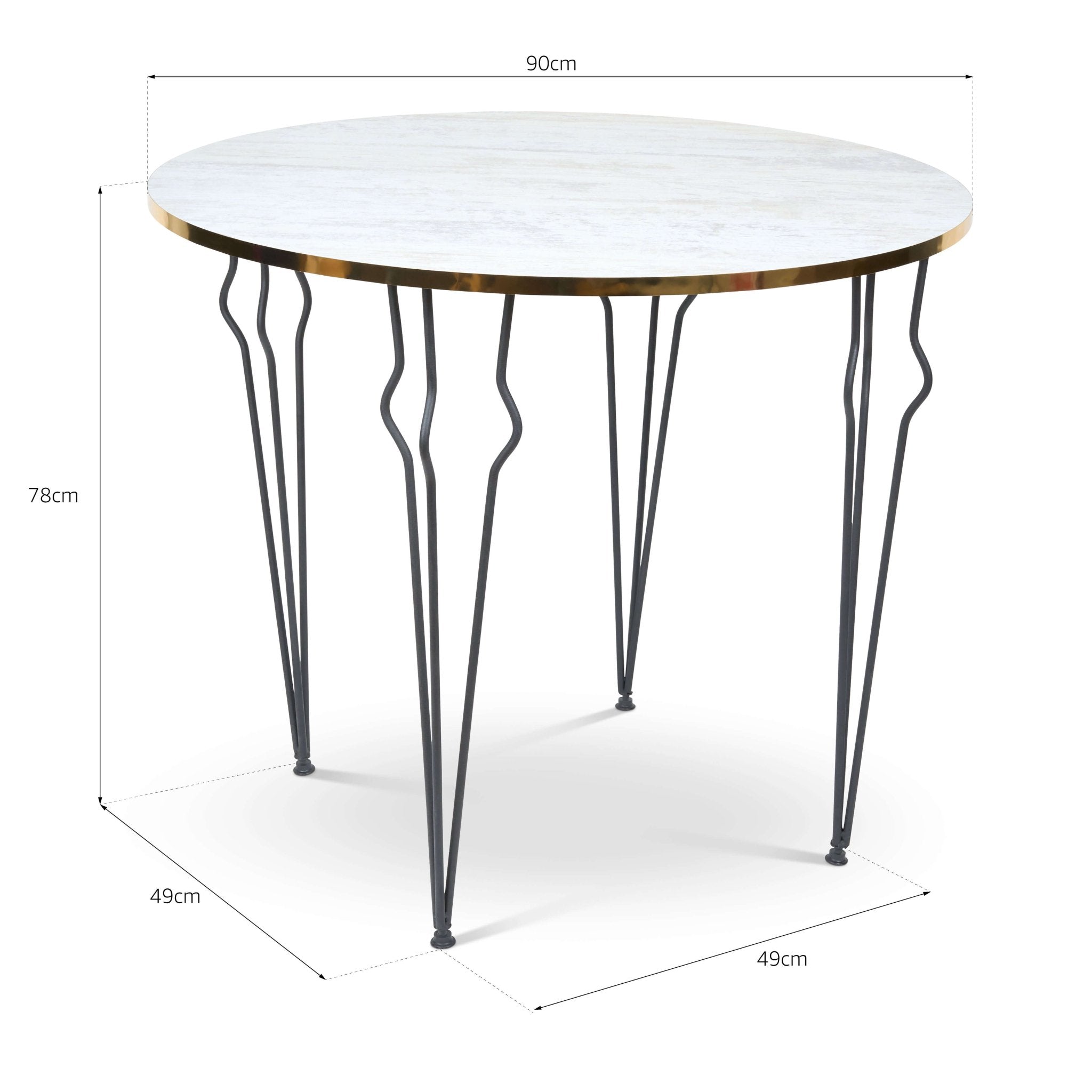 Coffee Table Wood & Gold Effect Hair Pin Legs 90cm Clearance