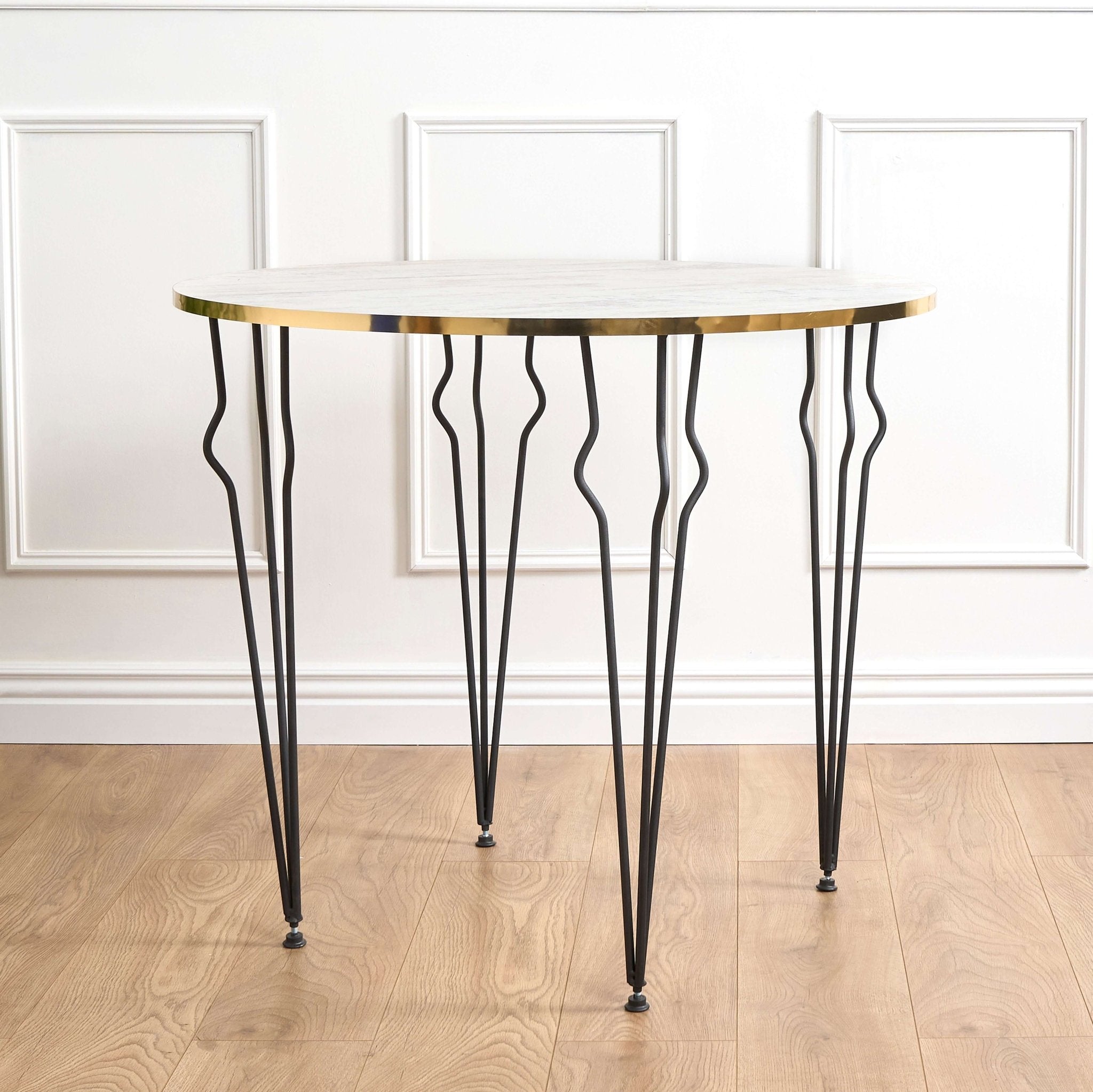 Coffee Table Wood & Gold Effect Hair Pin Legs 90cm - Bargainia.com - 