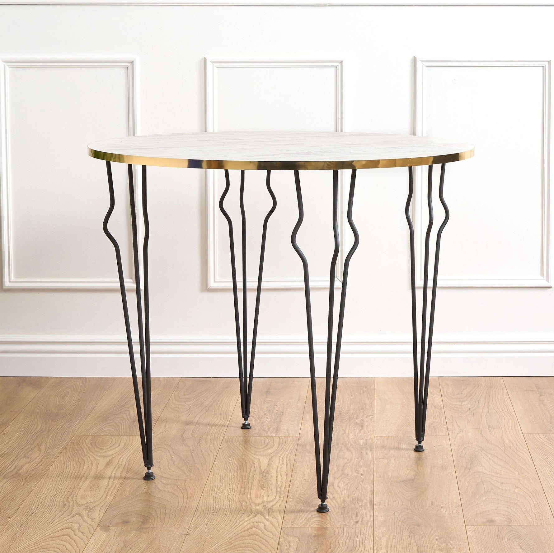 Coffee Table Wood & Gold Effect Hair Pin Legs 90cm - Bargainia.com - 
