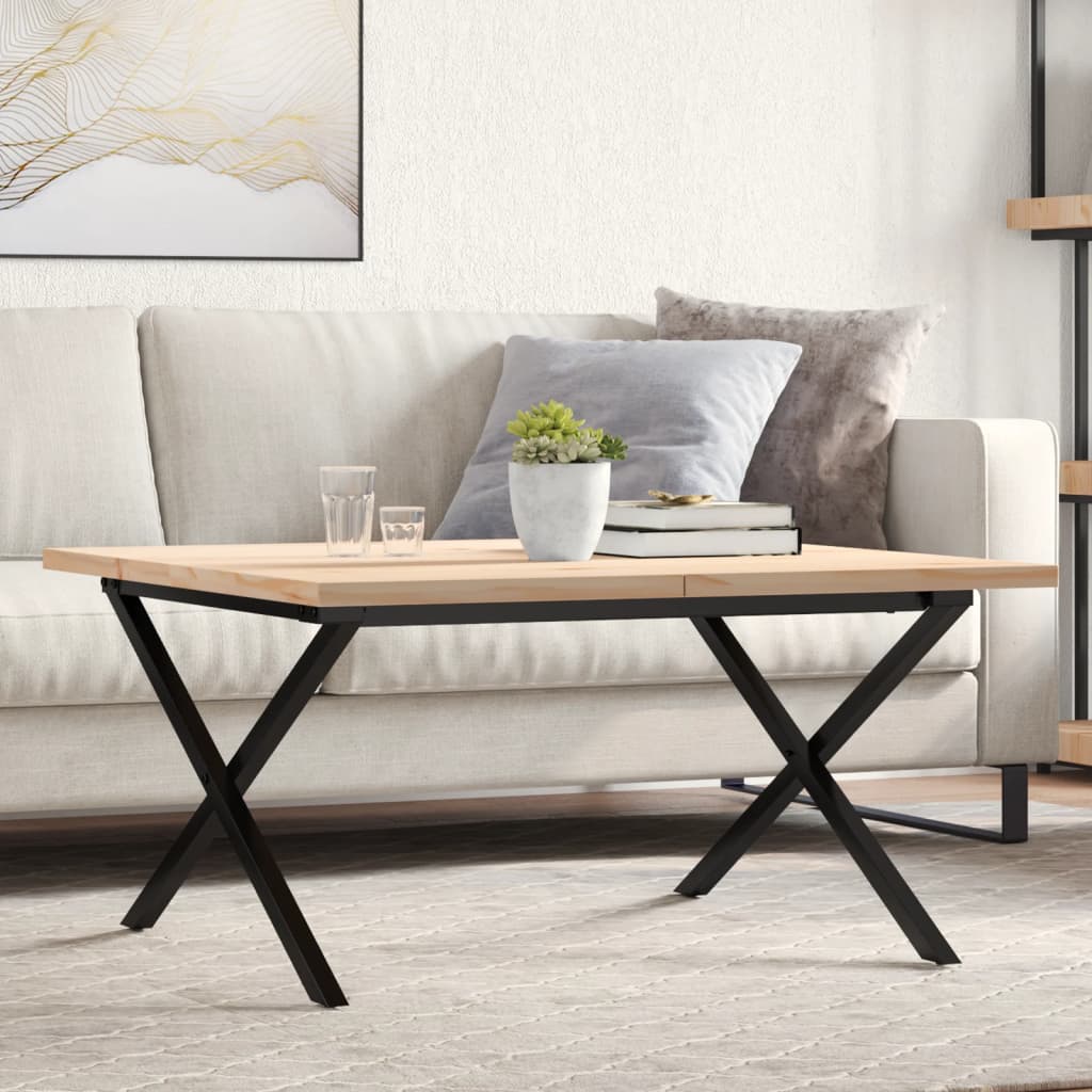 Coffee Table X - Frame 90x90x45.5 cm Solid Wood Pine and Steel - Bargainia.com - 