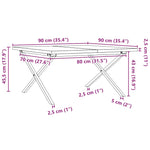 Coffee Table X - Frame 90x90x45.5 cm Solid Wood Pine and Steel - Bargainia.com - 