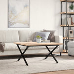 Coffee Table X - Frame 90x90x45.5 cm Solid Wood Pine and Steel - Bargainia.com - 