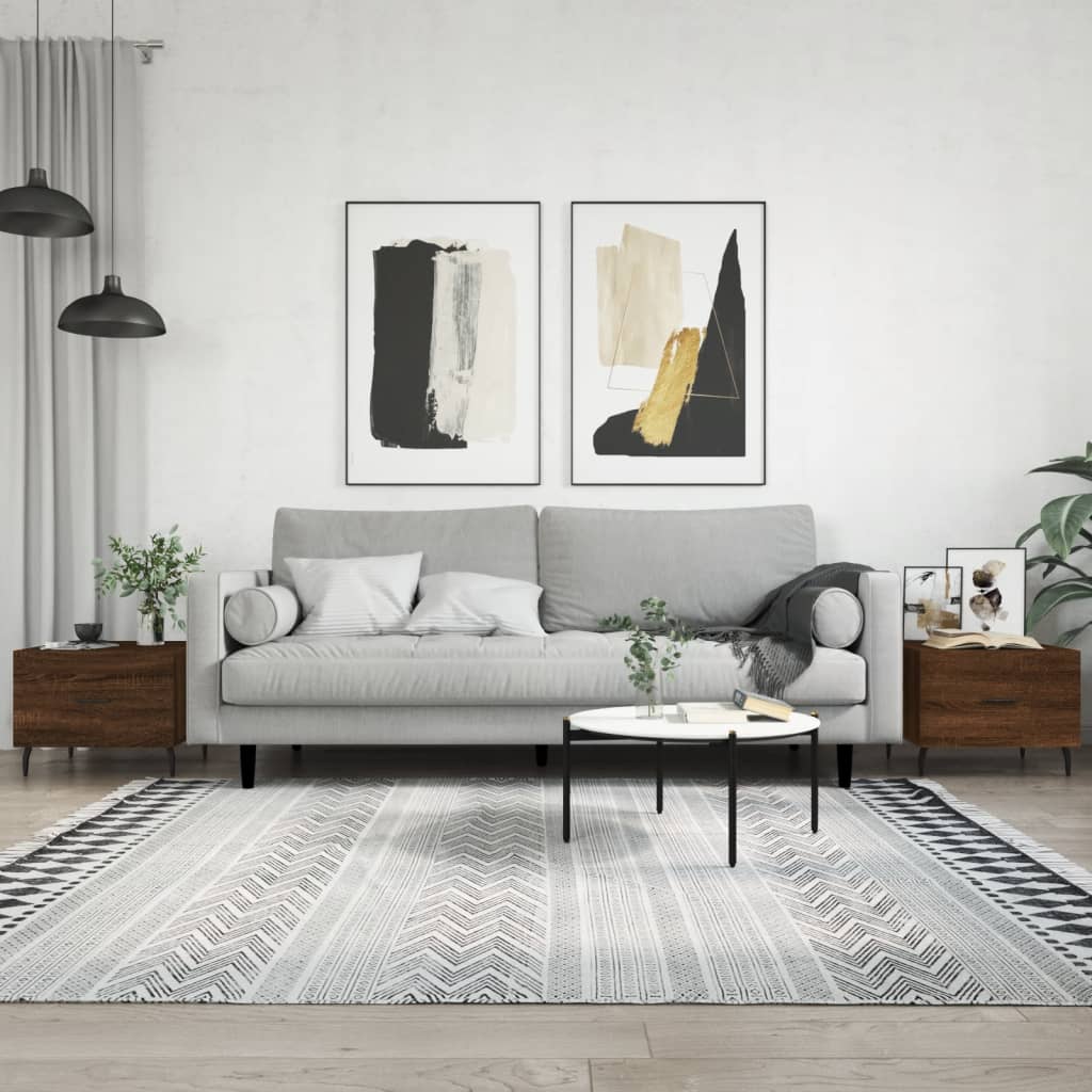 Coffee Tables 2 pcs Brown Oak 50x50x40 cm Engineered Wood - Bargainia.com - 