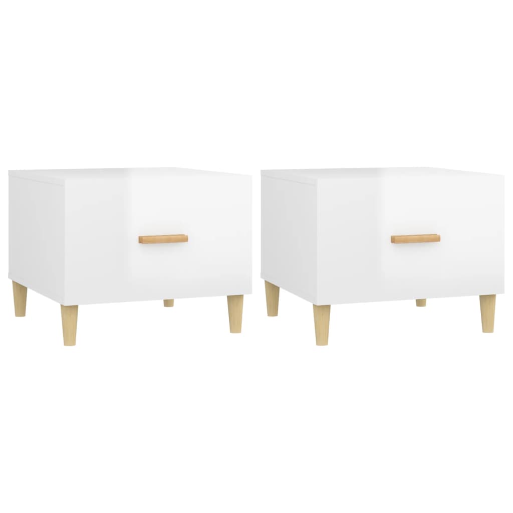 Coffee Tables 2 pcs High Gloss White 50x50x40 cm Engineered Wood - Bargainia.com - 