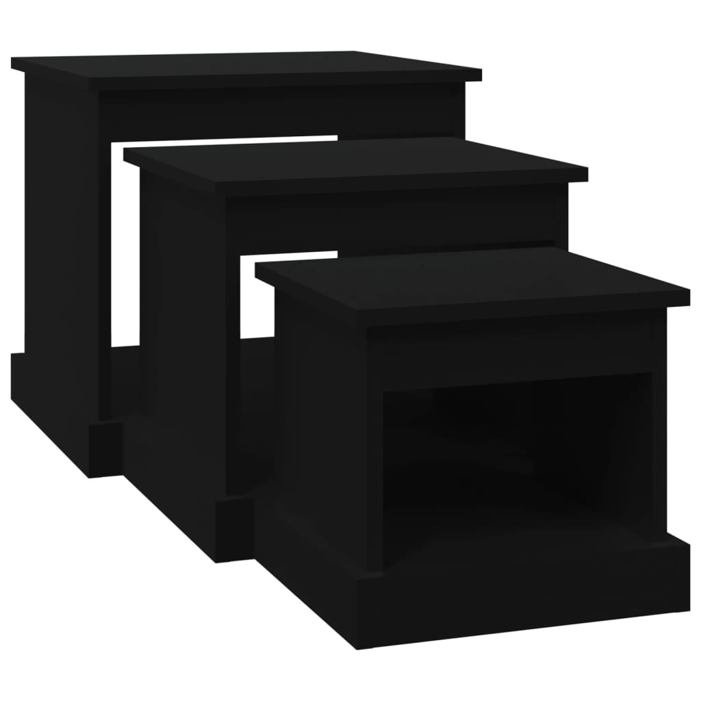 Coffee Tables 3 pcs Black Engineered Wood - Bargainia.com - 