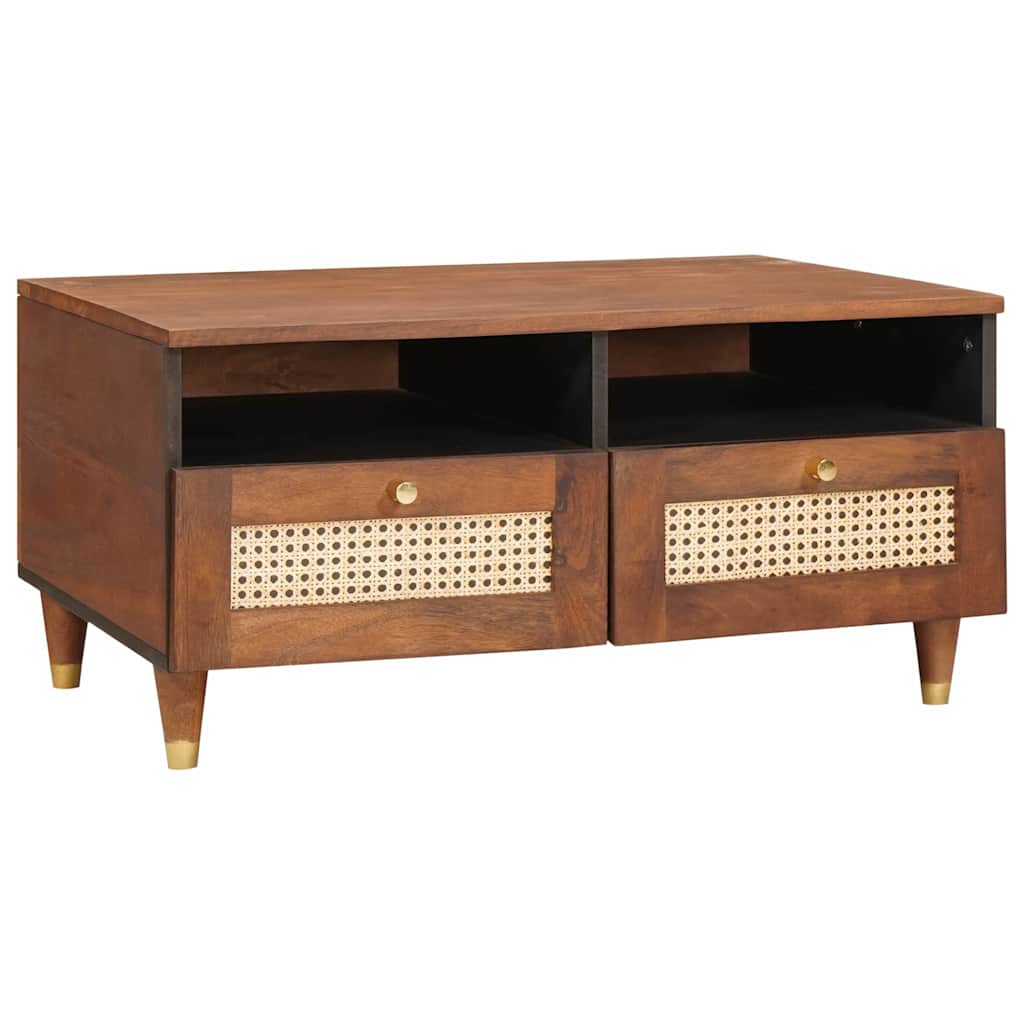Coffee Tables Brown 80 x 54 x 40 cm Cane and solid mango wood - Bargainia.com - 