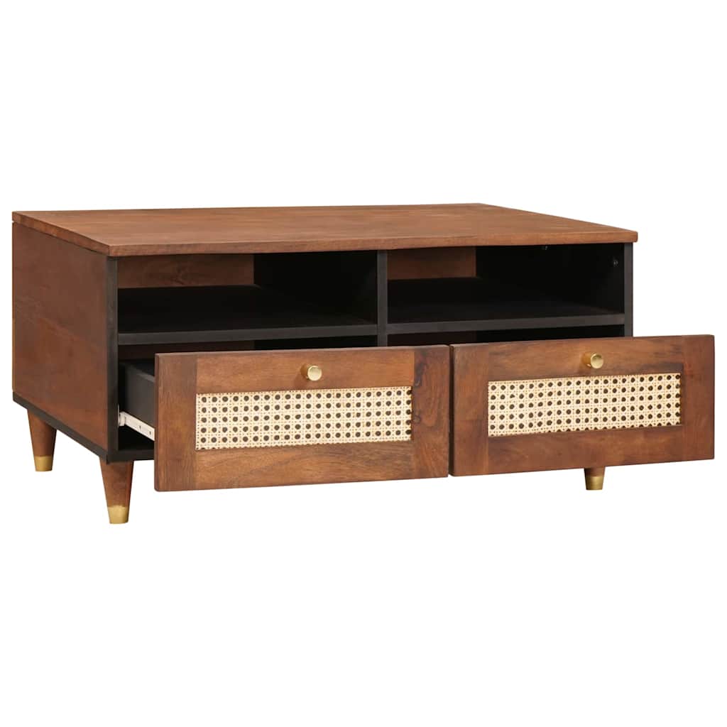 Coffee Tables Brown 80 x 54 x 40 cm Cane and solid mango wood - Bargainia.com - 