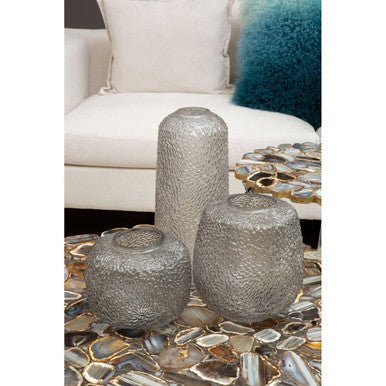 Colbie Medium Embossed Grey Glass Vase - Bargainia.com - 5018705494326