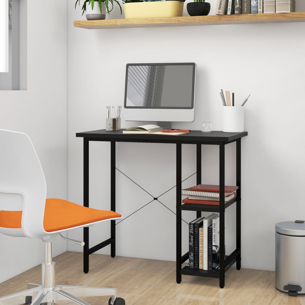 Computer Desk Black 80x40x72 cm MDF and Metal - Bargainia.com - 