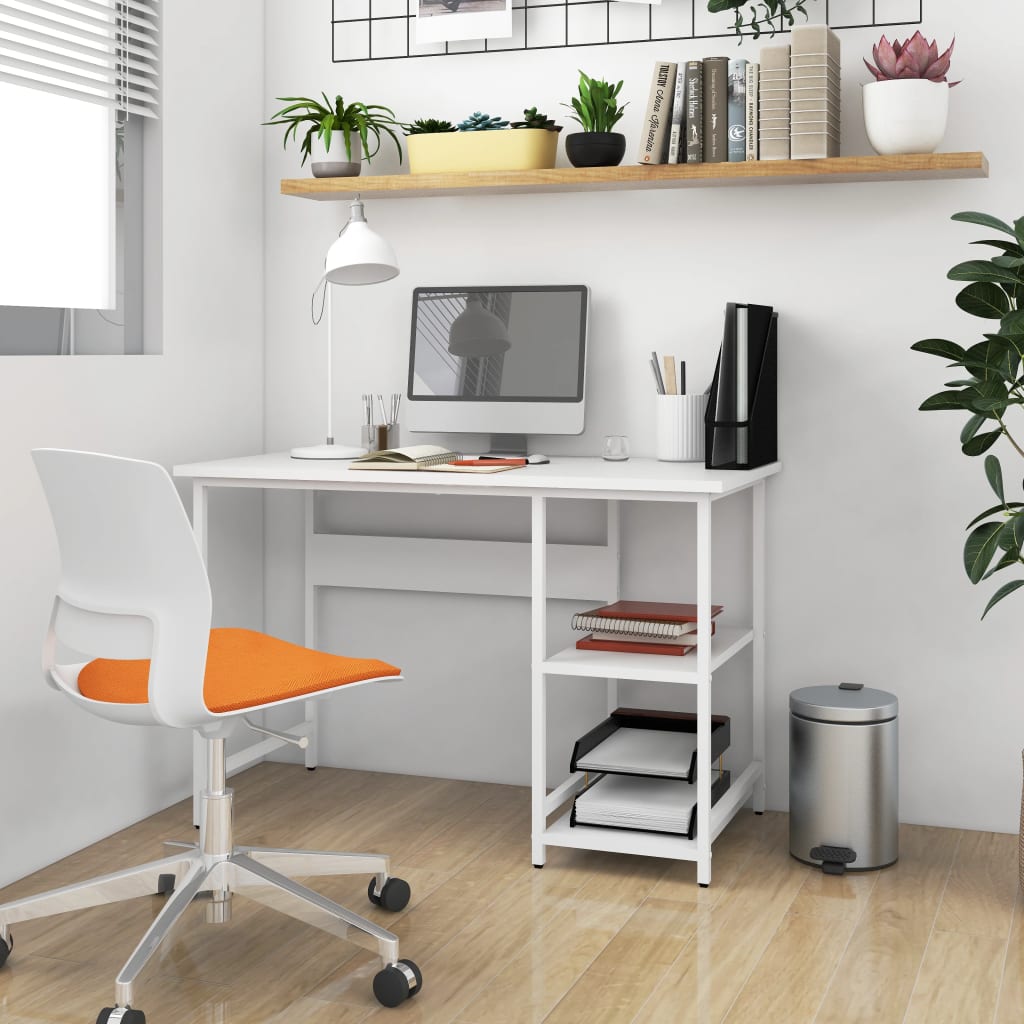 Computer Desk White 105x55x72 cm MDF and Metal - Bargainia.com - 