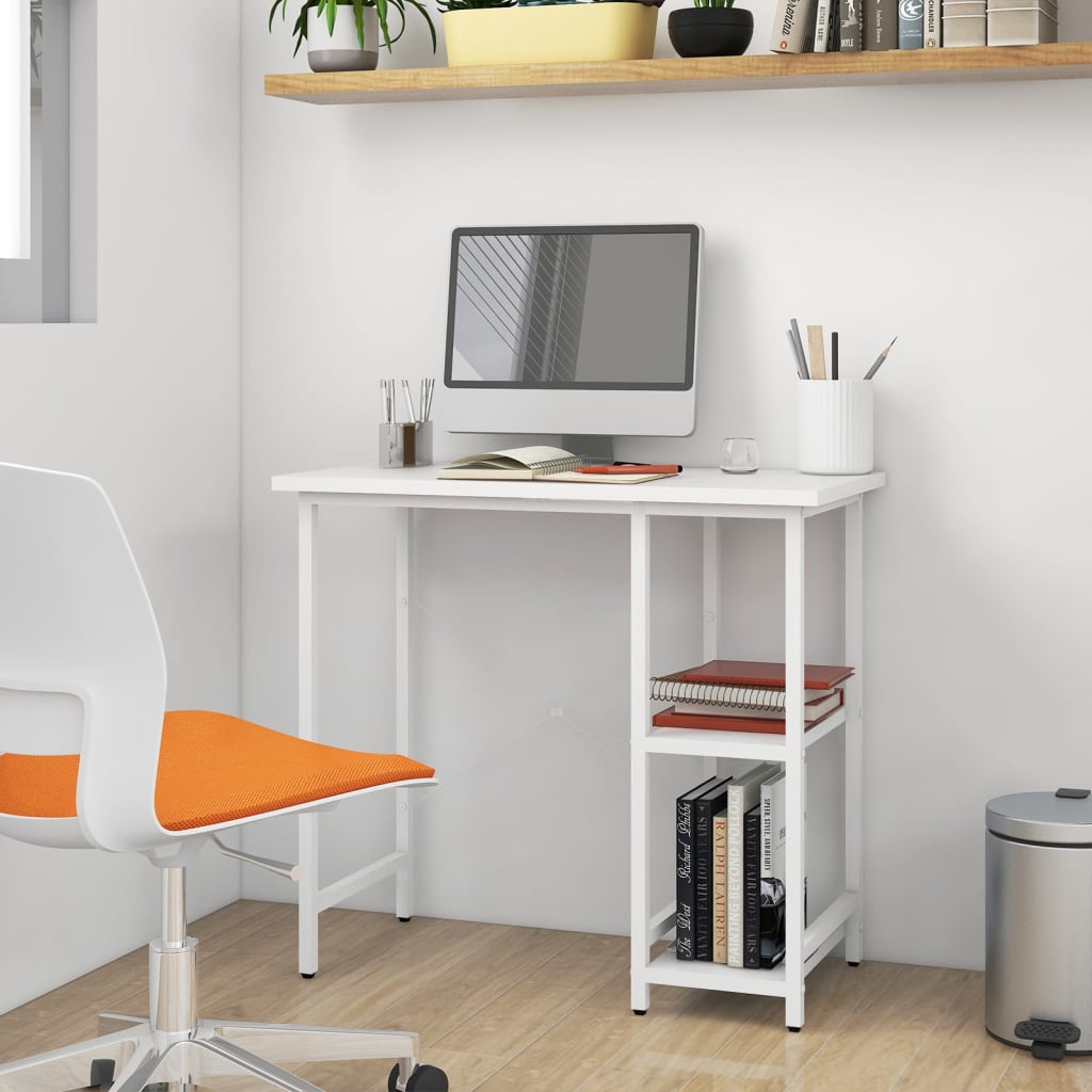 Computer Desk White 80x40x72 cm MDF and Metal - Bargainia.com - 