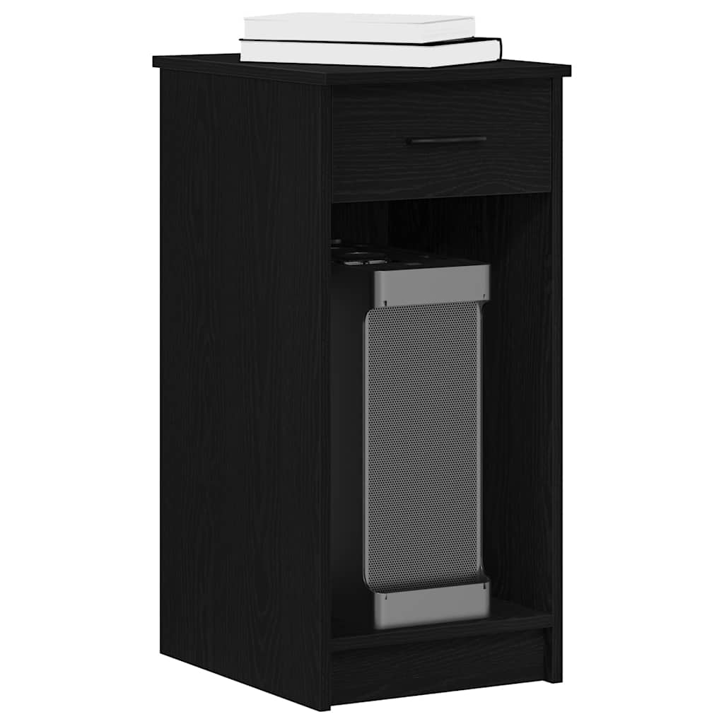 Computer Tower Stand with Drawer Black 35x45x77 cm - Bargainia.com - 