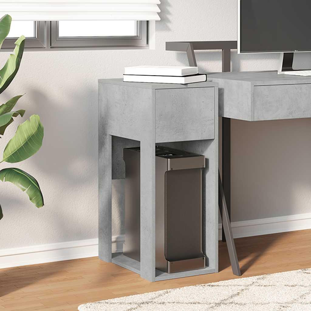 Computer Tower Stand with Drawer Concrete Grey 30x44x74 cm - Bargainia.com - 
