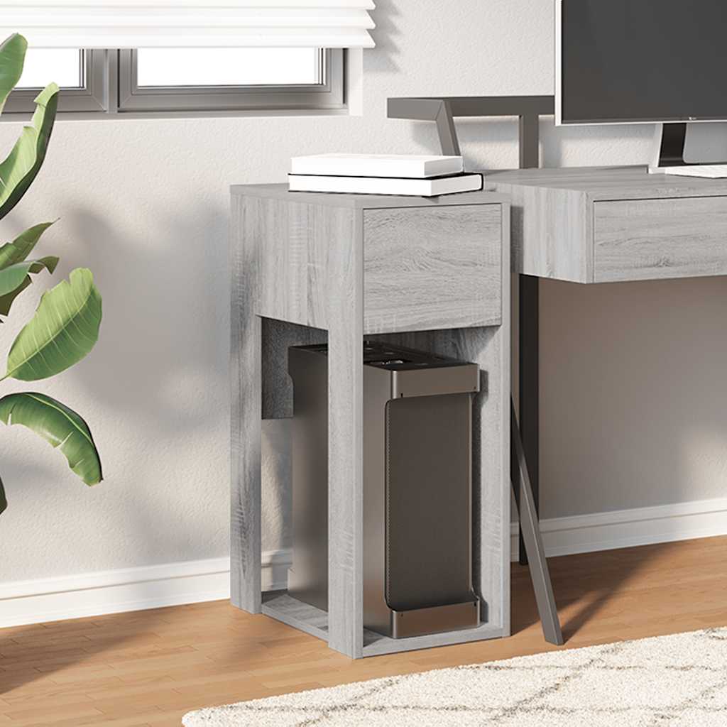 Computer Tower Stand with Drawer Grey Sonoma 30x44x74 cm - Bargainia.com - 
