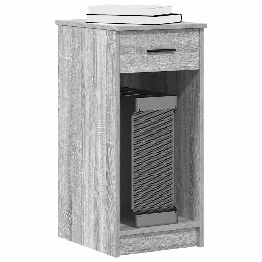 Computer Tower Stand with Drawer Grey Sonoma 35x45x77 cm - Bargainia.com - 