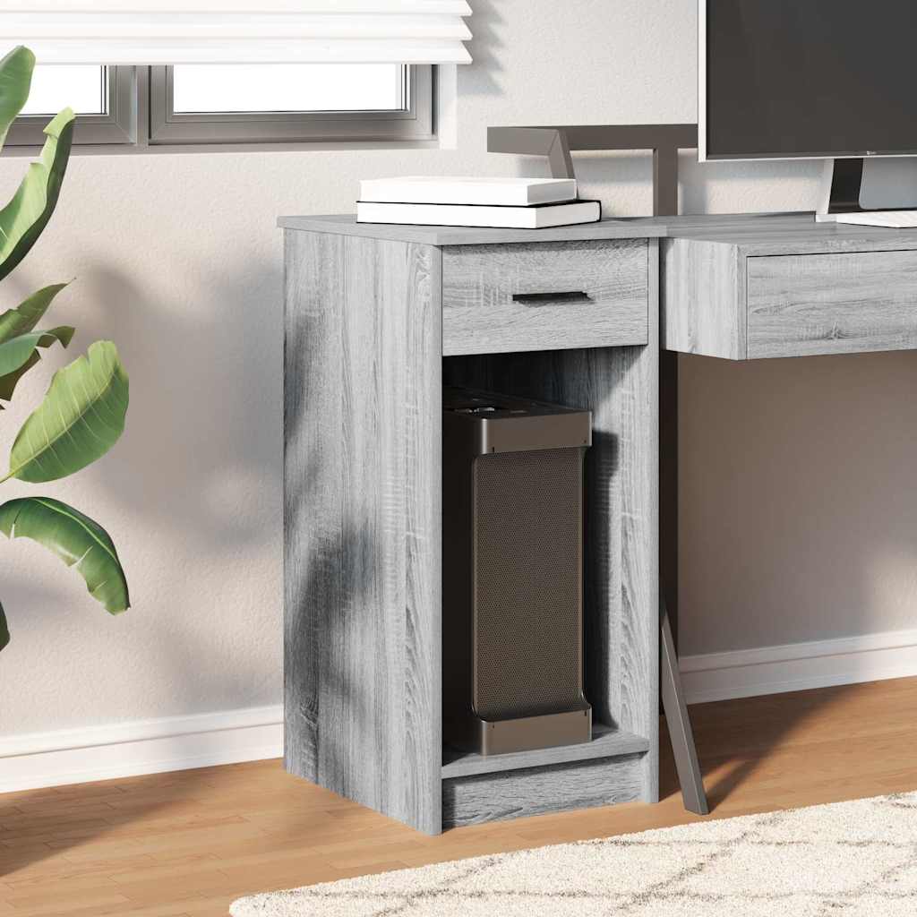 Computer Tower Stand with Drawer Grey Sonoma 35x45x77 cm - Bargainia.com - 