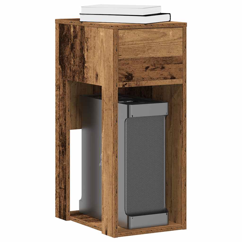 Computer Tower Stand with Drawer Old Wood 30x44x74 cm - Bargainia.com - 