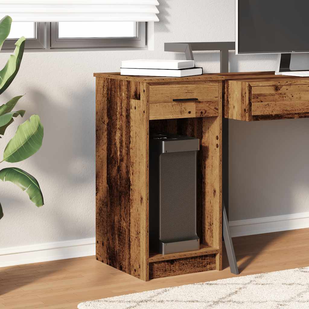 Computer Tower Stand with Drawer Old Wood 35x45x77 cm - Bargainia.com - 