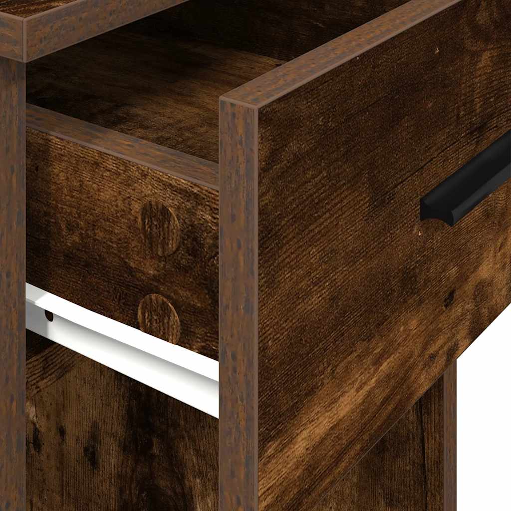 Computer Tower Stand with Drawer Smoked Oak 35x45x77 cm - Bargainia.com - 