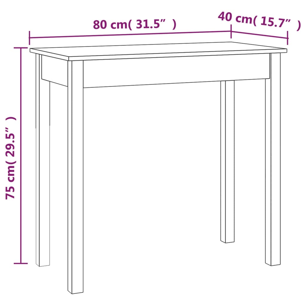 Console Table 80x40x75 cm Solid Wood Pine - Bargainia.com - 8720287188476 - 814244