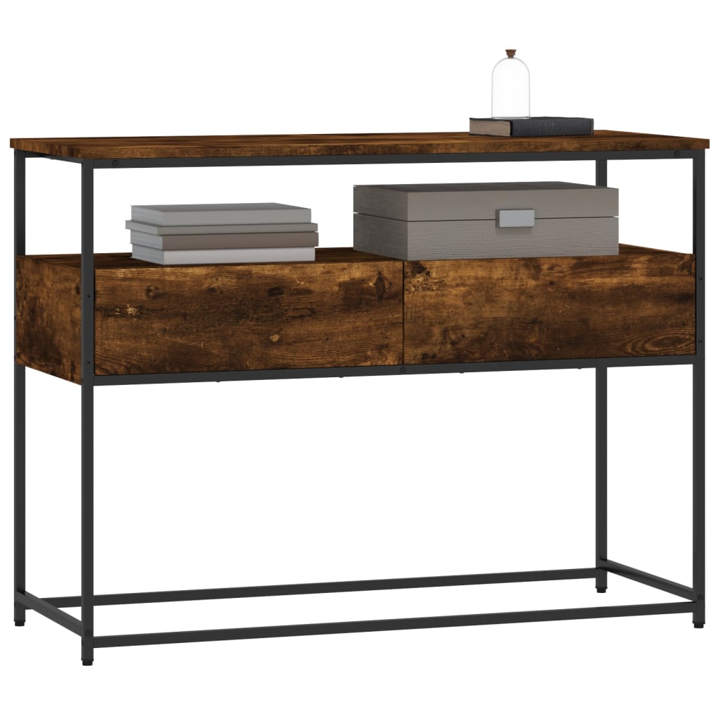 Console Table Smoked Oak 100x40x75 cm Engineered Wood - Bargainia.com - 