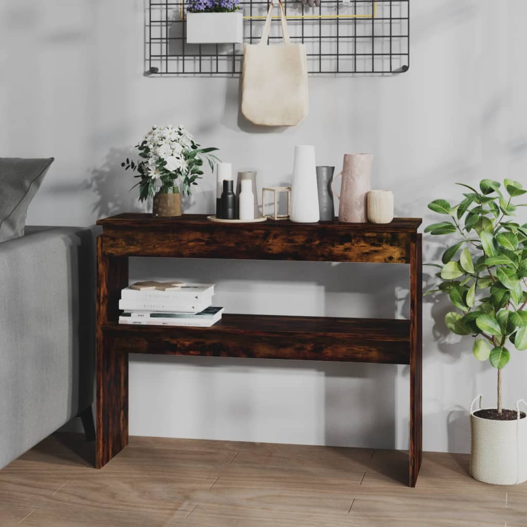Console Table Smoked Oak 102x30x80 cm Engineered Wood - Bargainia.com - 8720286932810 - 815219