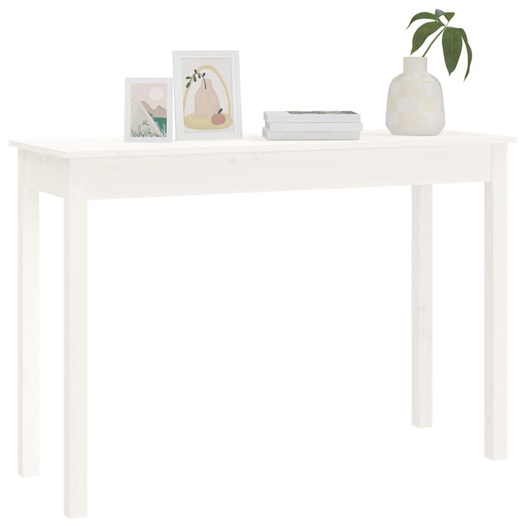 Console Table White 110x40x75 cm Solid Wood Pine - Bargainia.com - 