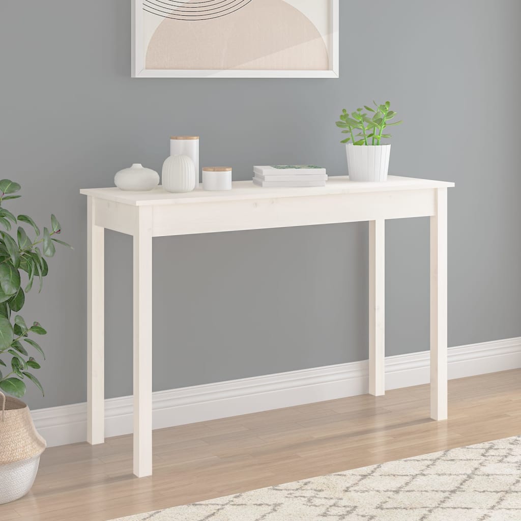 Console Table White 110x40x75 cm Solid Wood Pine - Bargainia.com - 