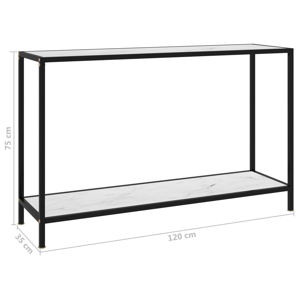 Console Table White 120x35x75 cm Tempered Glass - Bargainia.com - 