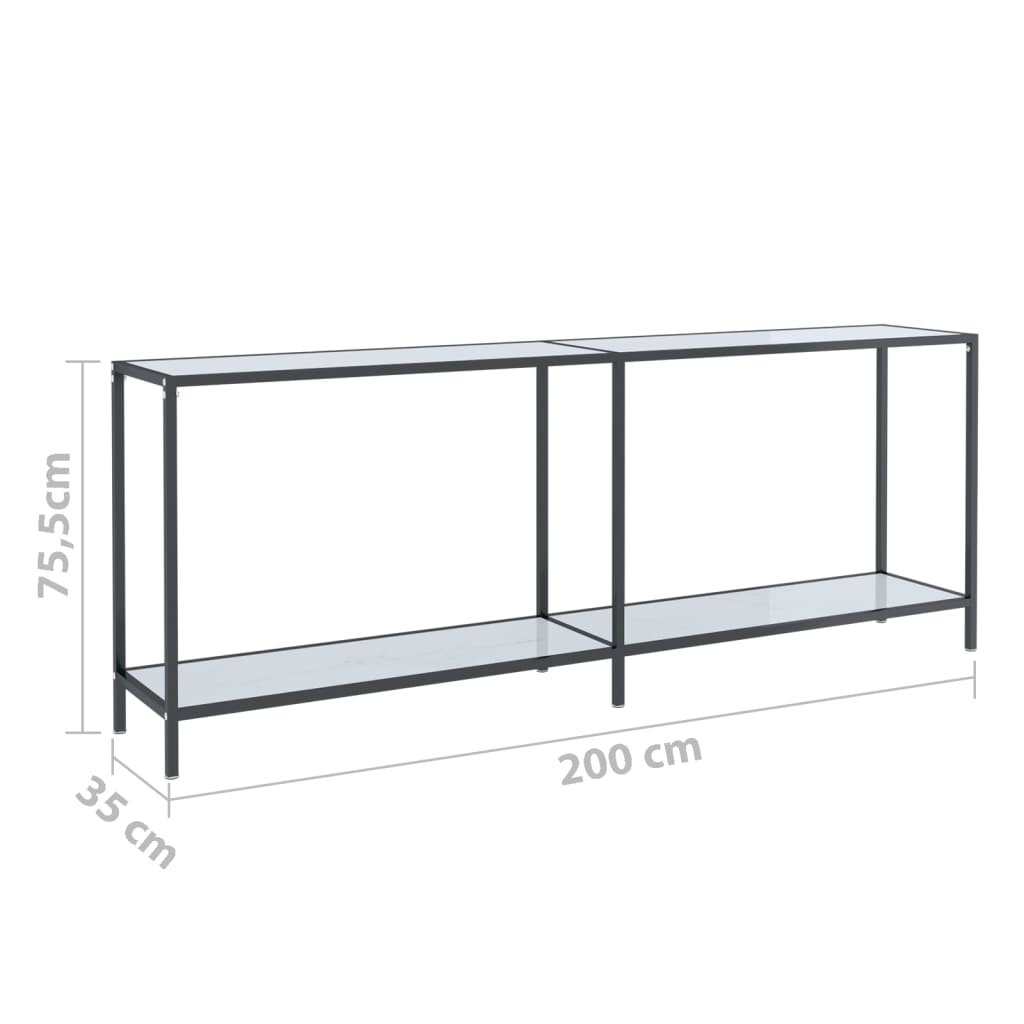 Console Table White 200x35x75.5 cm Tempered Glass - Bargainia.com - 8720286463055 - 331708