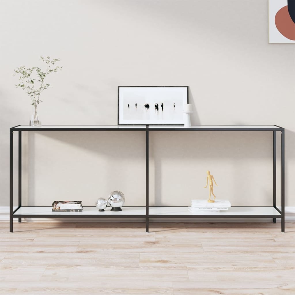 Console Table White 200x35x75.5 cm Tempered Glass - Bargainia.com - 8720286463055 - 331708