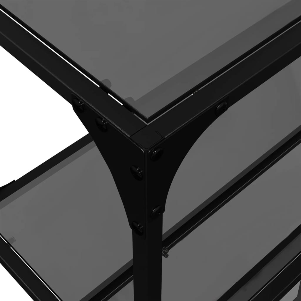 Console Table with Black Glass Top 194.5x30x81 cm Steel - Bargainia.com - 8721102638008 - 846035
