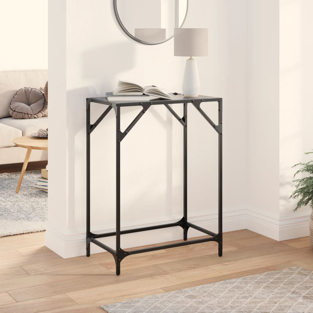 Console Table with Black Glass Top 60x35x81 cm Steel - Bargainia.com - 8721102637827 - 846017