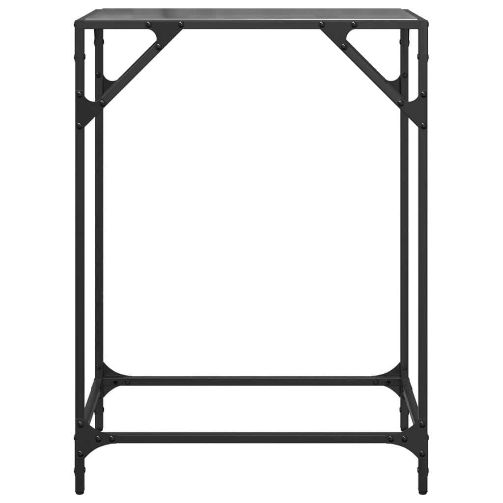 Console Table with Black Glass Top 60x35x81 cm Steel - Bargainia.com - 8721102637827 - 846017