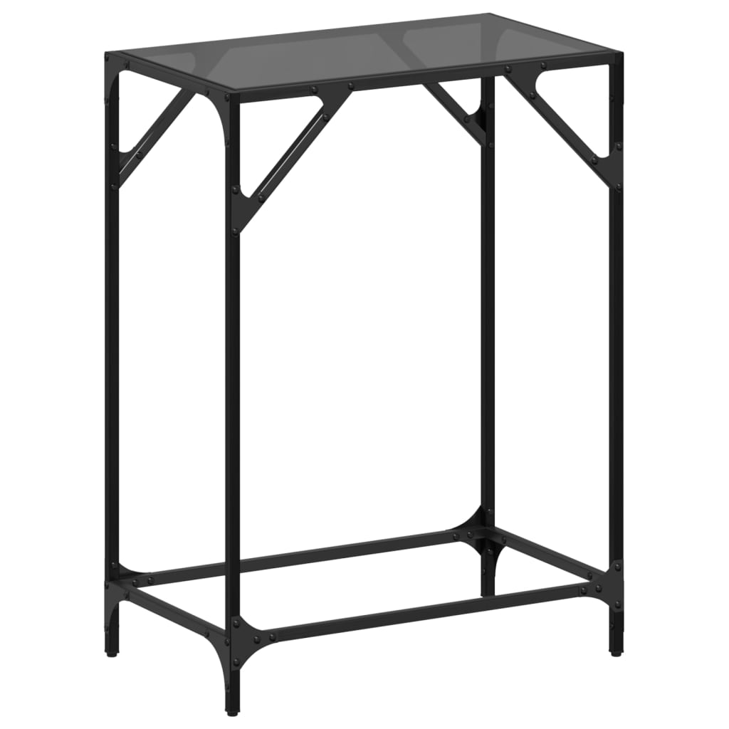Console Table with Black Glass Top 60x35x81 cm Steel - Bargainia.com - 8721102637827 - 846017