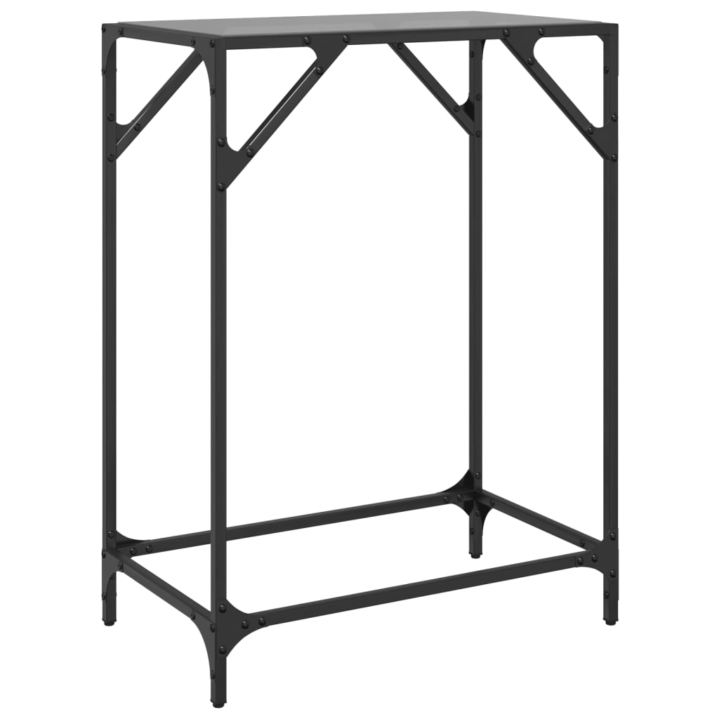 Console Table with Black Glass Top 60x35x81 cm Steel - Bargainia.com - 8721102637827 - 846017