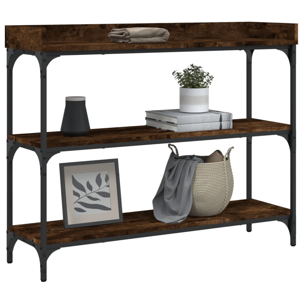 Console Table with Shelves Smoked Oak 100x30x80 cm - Bargainia.com - 8721012195912 - 837809