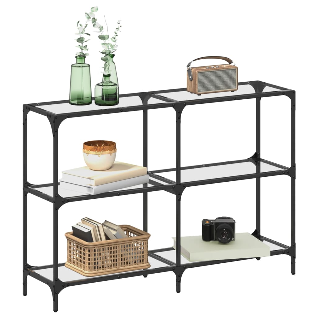 Console Table with Transparent Glass Top 118.5x30x81 cm Steel - Bargainia.com - 8721102637957 - 846030