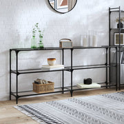 Console Table with Transparent Glass Top 194.5x30x81 cm Steel - Bargainia.com - 8721102637995 - 846034